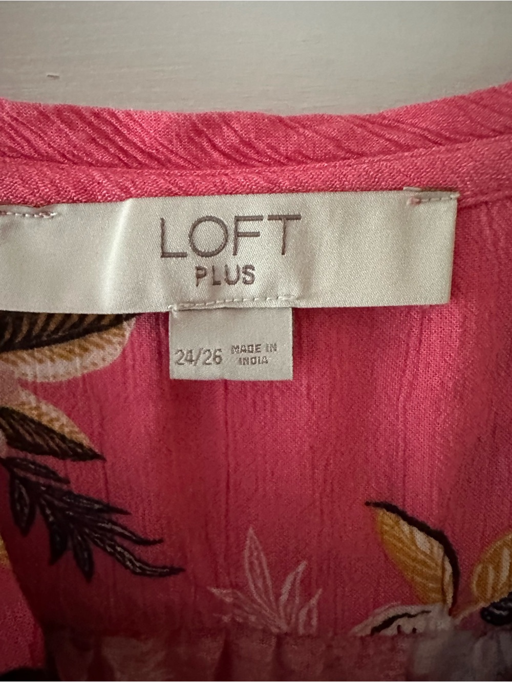 LOFT Plus Coral Pink Floral V-Neck Blouse